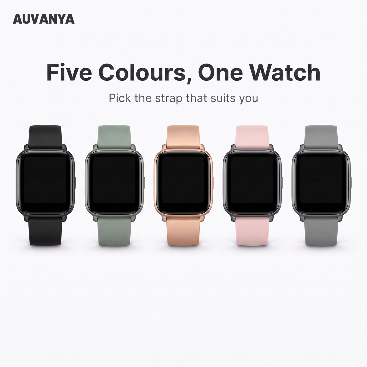 Auvanya Smart Watch — five colours, one watch