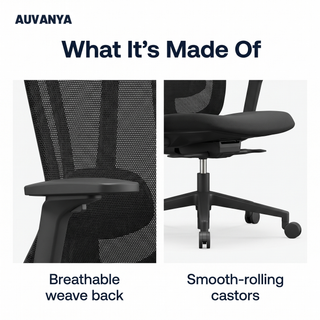 Pro Mesh Office Chair — breathable weave back and matte black five-star base with smooth-rolling castors