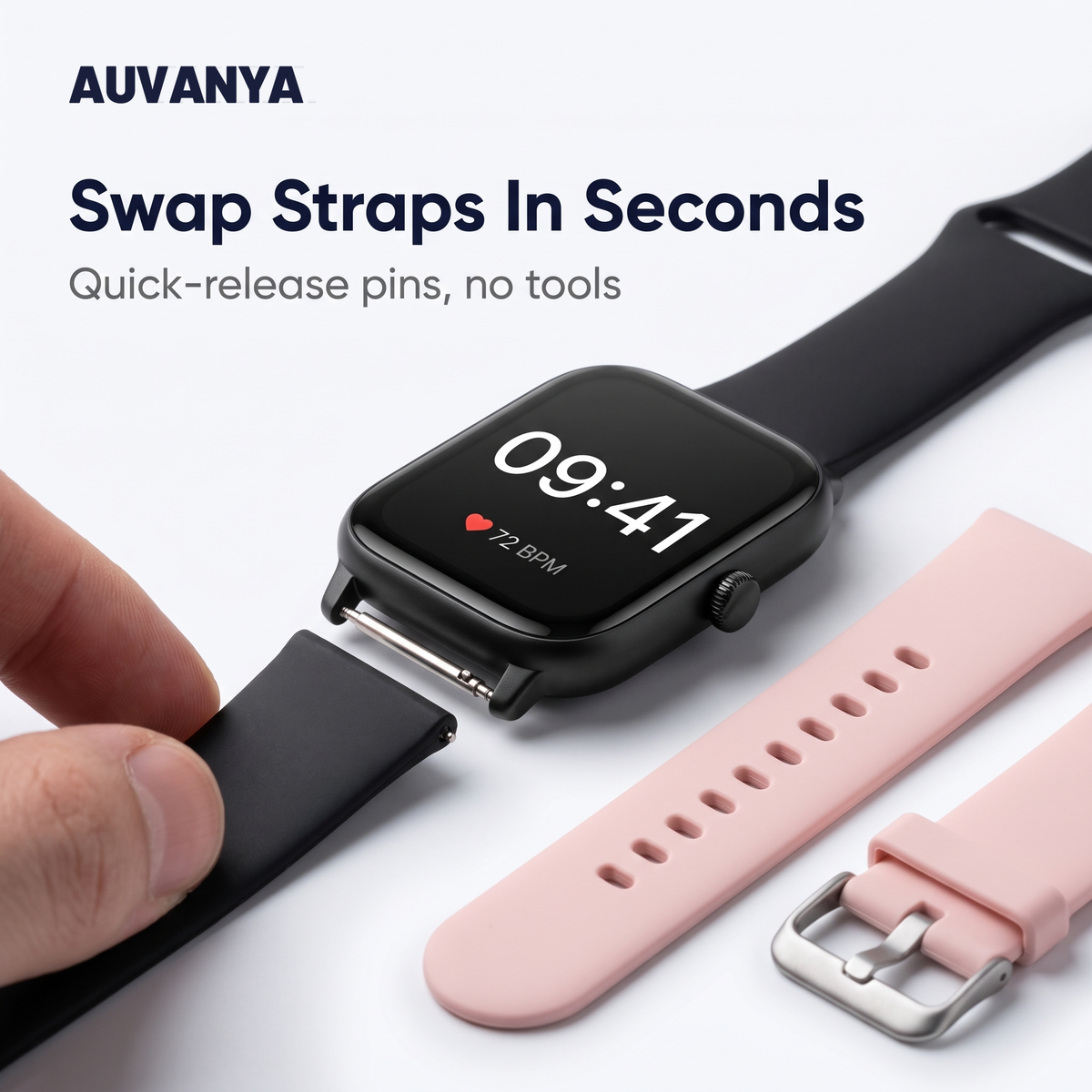 Auvanya Smart Watch — quick-release strap swap