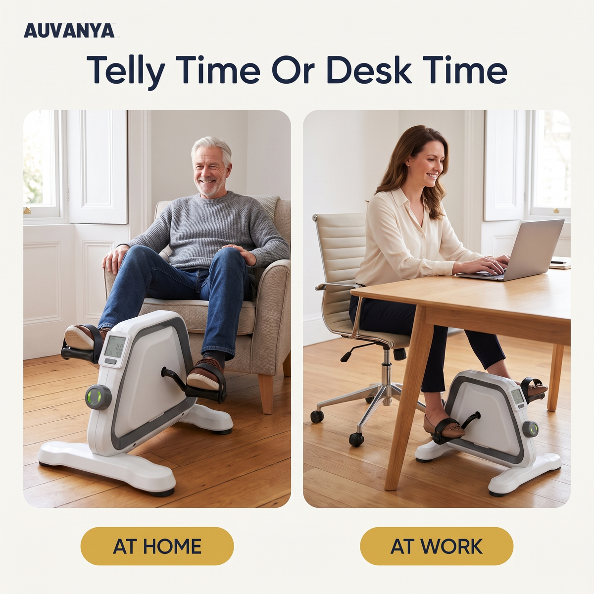 Pedal Exerciser — used at home in an armchair and at work under a desk