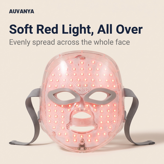 LED Face Mask — inside view, even red light across the whole face